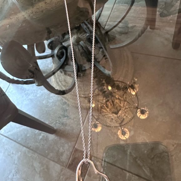 Tiffany & Co. Silver Large Open Heart Necklace Authentic Sterling Silver - Picture 4 of 15